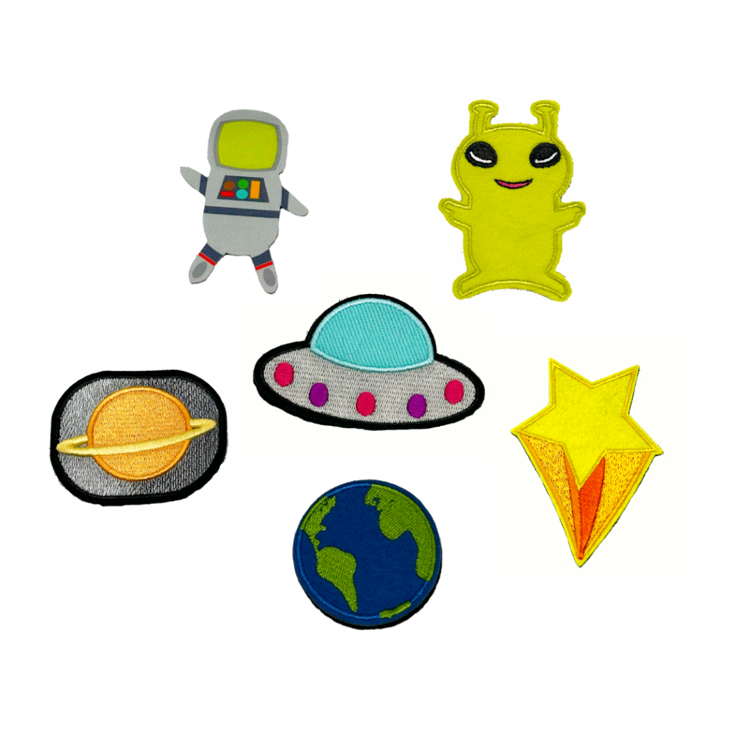 Hativity space patches with astronaut patches for hats