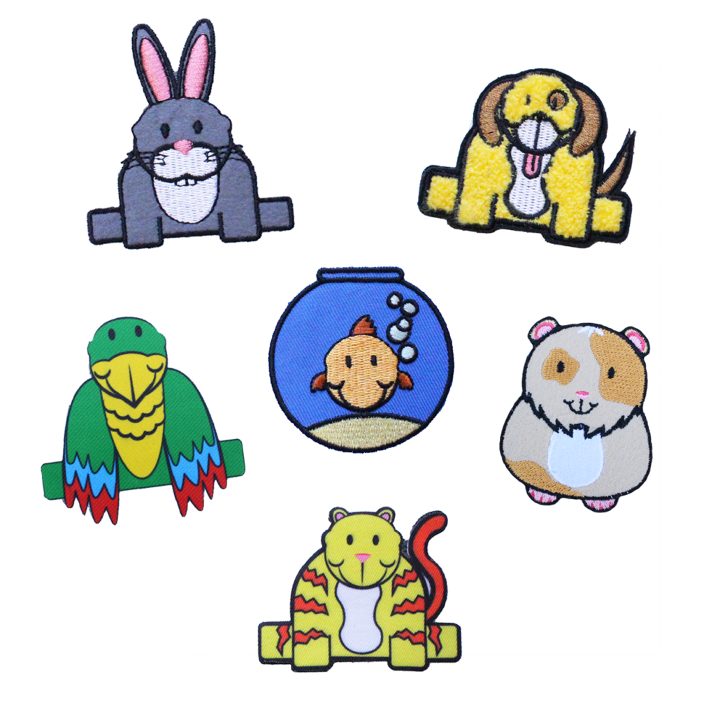 Hativity® Household Pets Patches - Bunny, Dog, Fish, Cat, Guinea Pig