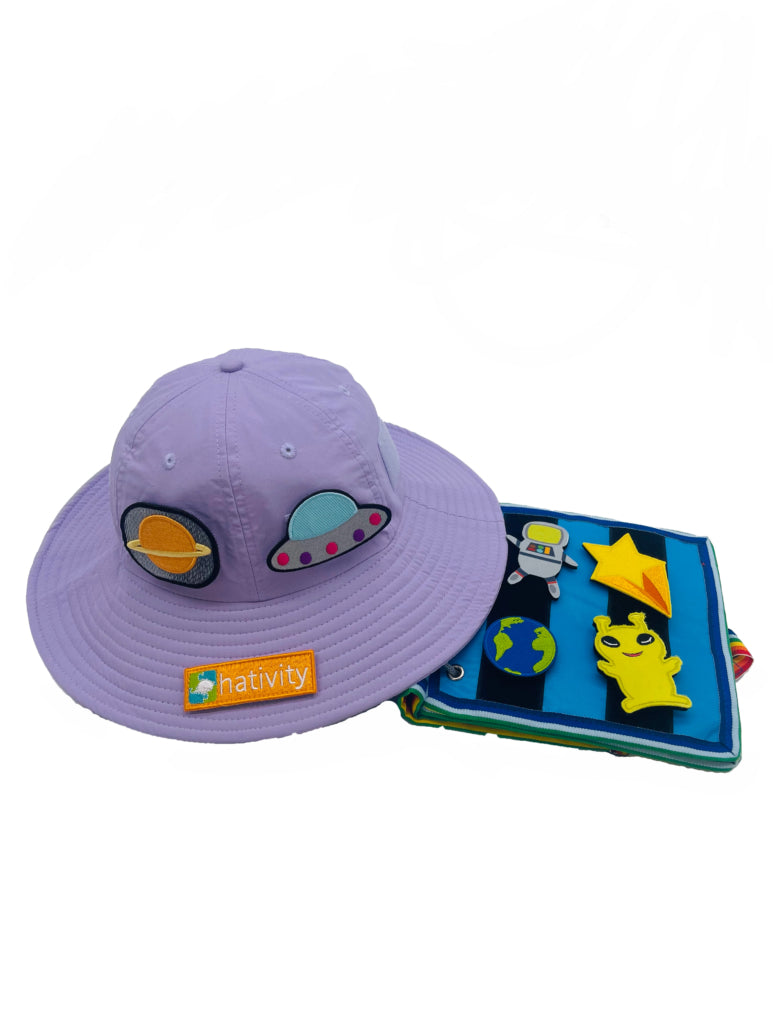 Hativity space patches with astronaut patches for hats