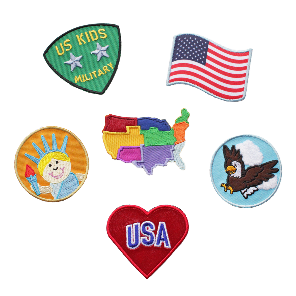 USA patches for hats with American flag and patriotic designs