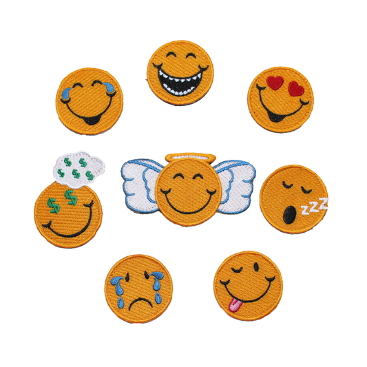 Emoji patches for kids hats with removable designs